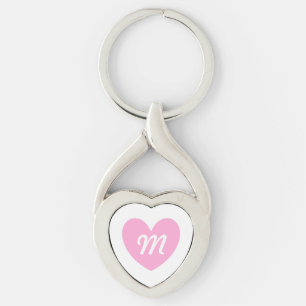 Porte-clés Cœur rose en coton candy Monogram sur fond blanc