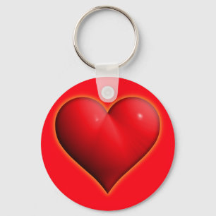 Porte-clés Coeur rouge 3-D brillant