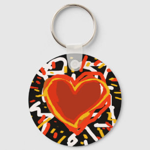 Porte-clés coeur rouge, amour