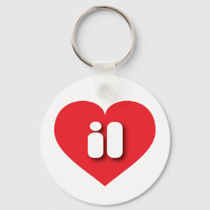 Porte-clés Coeur rouge de l'Illinois - I love il