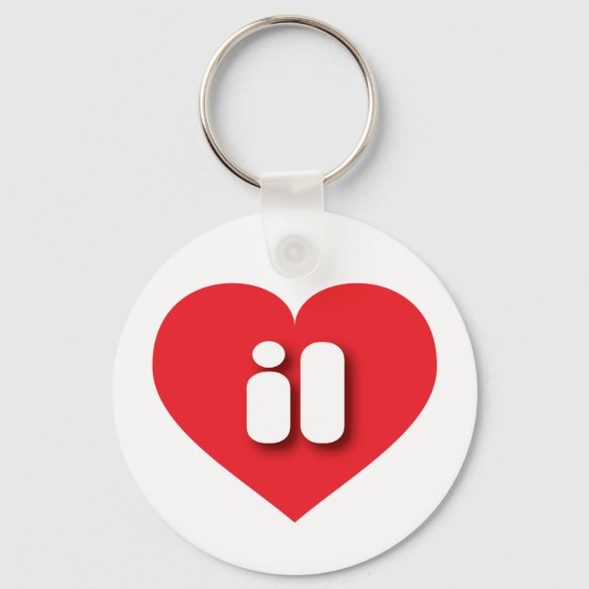 Porte-clés Coeur rouge de l'Illinois - I love il (Recto)