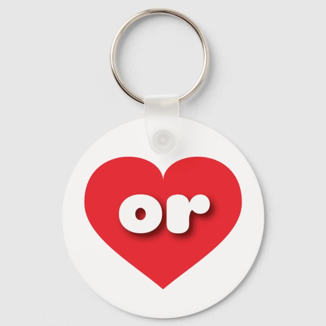 Porte-clés Coeur rouge de l'Oregon - J'aime ou (Recto)