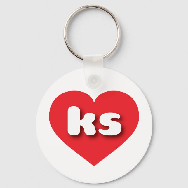 Porte-clés Coeur rouge du Kansas - I love ks (Recto)