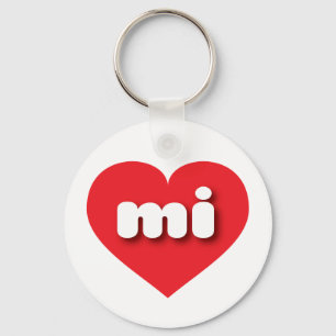 Porte-clés Coeur rouge du Michigan - J'aime mi