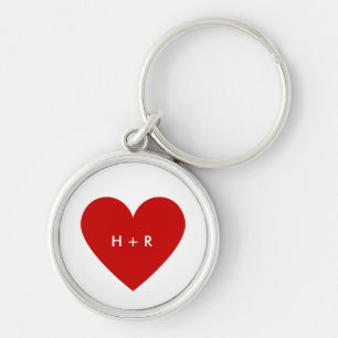 Porte-clés Cœur Rouge Moderne Simple Texte Personnalisé Métal