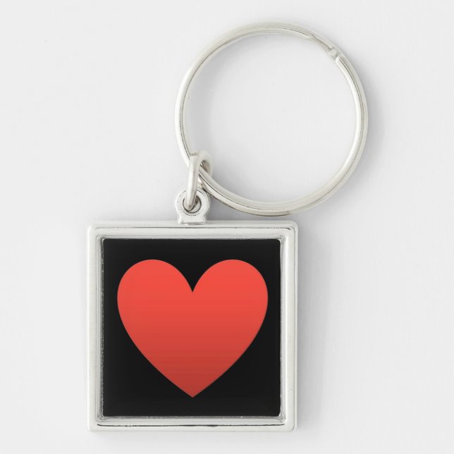 Porte-clés Coeur rouge sur noir - Porte - clé (Devant)