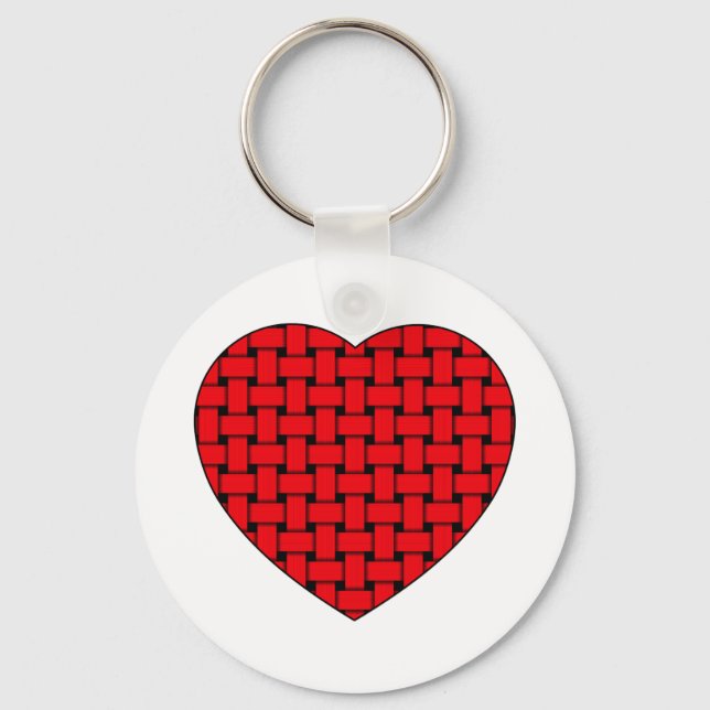 Porte-clés Coeur rouge tressé (Recto)