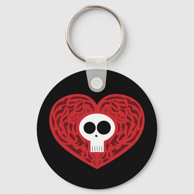 Porte-clés Coeur tatouage crâne (Recto)