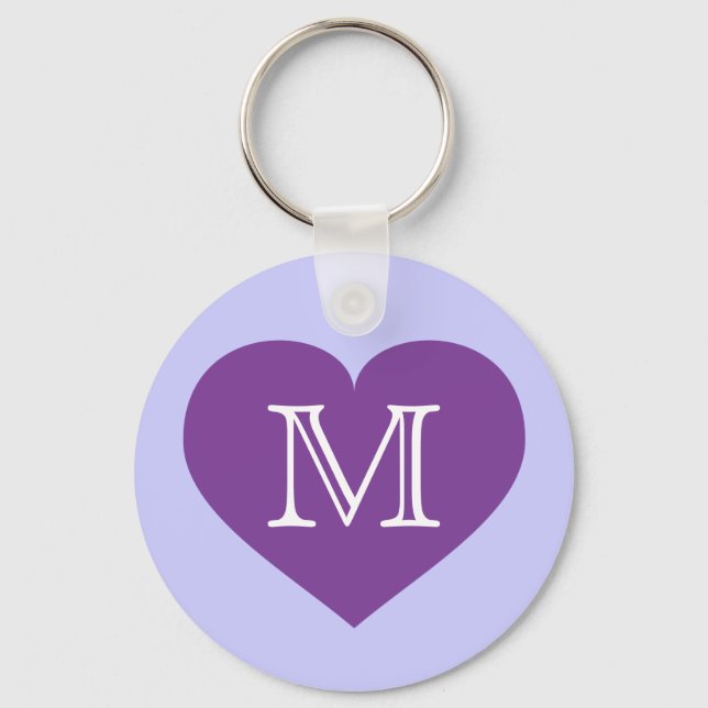 Porte-clés Coeur violet monogramme (Recto)