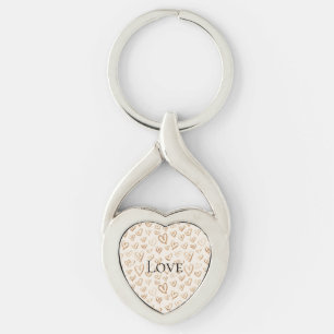 Porte-clés Cœurs bruns crème Saint-Valentin Amour