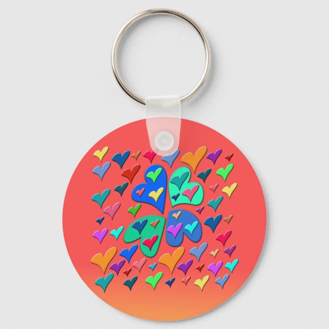 Porte-clés Coeurs colorés (Recto)