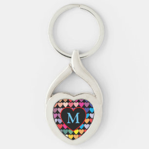 Porte-clés Coeurs d'arc-en-ciel