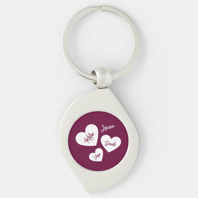 Porte-clés Coeurs de la mère personnalisée Bourgogne (Devant)