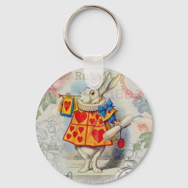 Porte-clés Cœurs de Lapin Blanc Alice Classique (Recto)