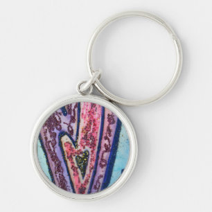 Porte-clés Coeurs de Parties scintillant rose Pendentif Art C