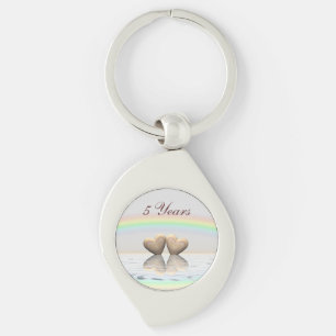 Porte-clés Coeurs en bois du 5e anniversaire