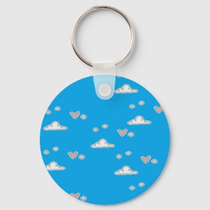 Porte-clés Coeurs et nuages sur le bleu
