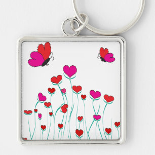 Porte-clés Coeurs et papillons Valentine Love