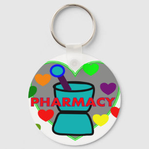 Porte-clés Coeurs multi de couleur de "PHARMACIE"