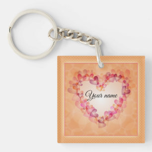 Porte-clés Coeurs pastel romantique et formes abstraites desi