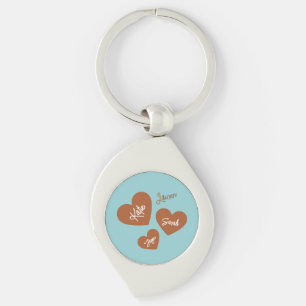 Porte-clés Coeurs personnalisés Mère Turquoise et enfants