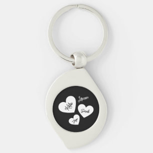 Porte-clés Coeurs personnalisés Noir & Blanc Mère de Mère