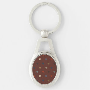 Porte-clés Coeurs Polka sur kilim brown