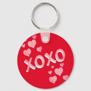 Porte-clés Coeurs romantiques rouges roses XOXO