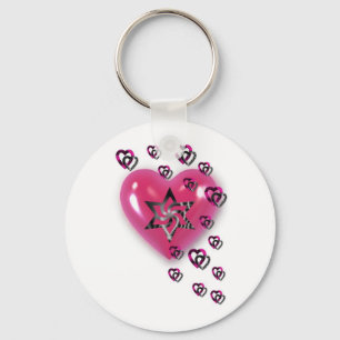 Porte-clés Coeurs roses avec l'étoile