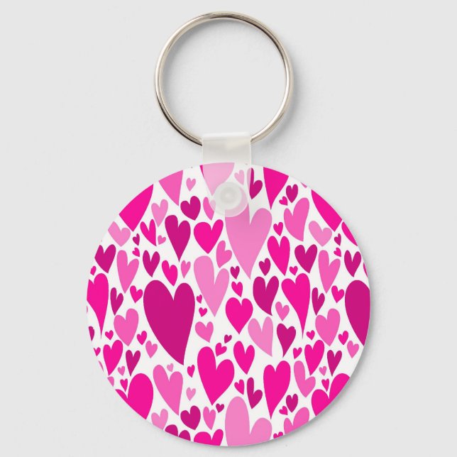 Porte-clés Coeurs roses super et romantiques Saint-Valentin (Recto)