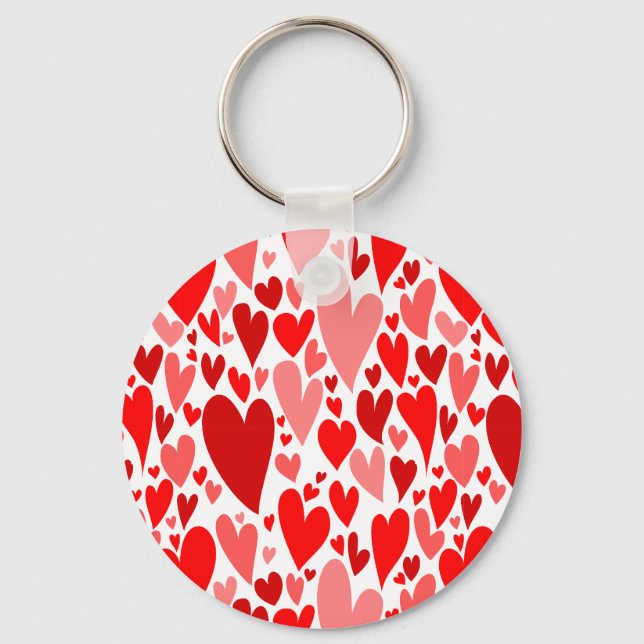 Porte-clés Coeurs rouges super et romantiques Saint-Valentin (Recto)