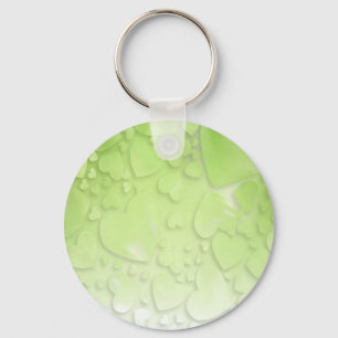 Porte-clés Coeurs verts et blancs Abstraits