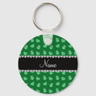 Porte-clés Coeurs verts nommés personnalisés de hibou