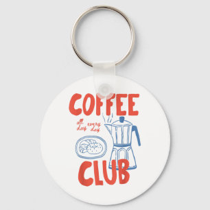 Porte-clés Coffee Club Retro Coffee Graphic Pour Amateur De C