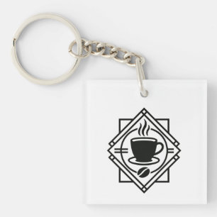 Porte-clés Coffee Emblem Keychain – Minimalist Café Logo