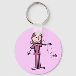 Porte-clés Coiffure Brown Female Stick Figure Infirmière