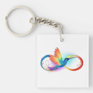 Porte-clés Colibri arc-en-ciel avec symbole Infinity