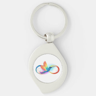 Porte-clés Colibri arc-en-ciel avec symbole Infinity