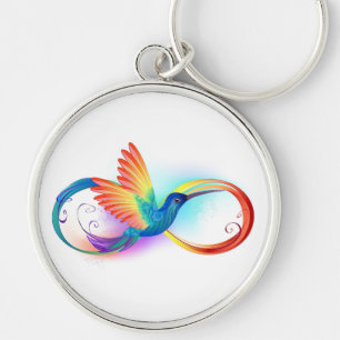 Porte-clés Colibri arc-en-ciel avec symbole Infinity