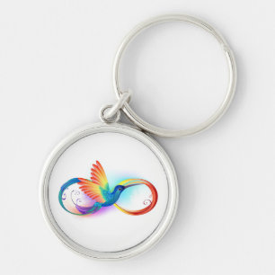 Porte-clés Colibri arc-en-ciel avec symbole Infinity
