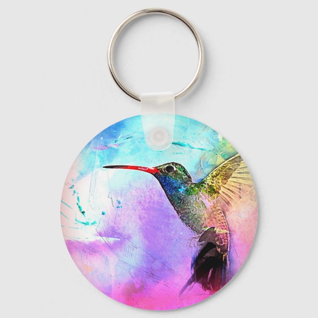 Porte-clés Colibris et aquarelle (Recto)