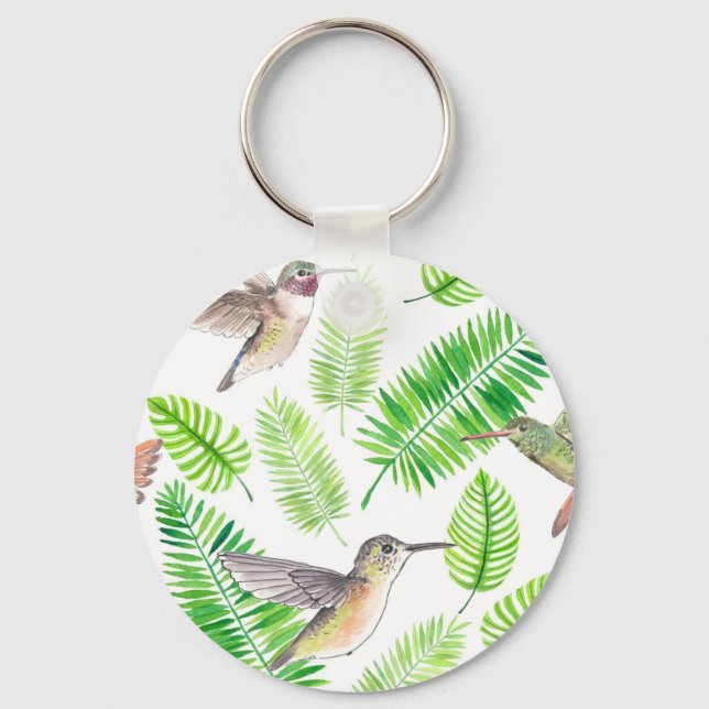 Porte-clés Colibris et feuilles tropicaux (Recto)