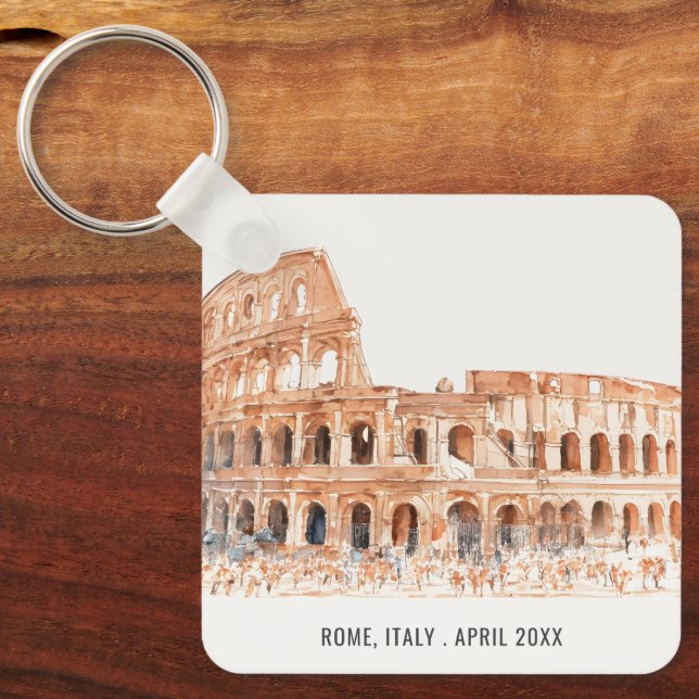 Porte-clés Colisée Rome Italie Aquarelle Voyage italien (Recto)