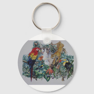 Porte-clés Collage de la faune de la forêt tropicale