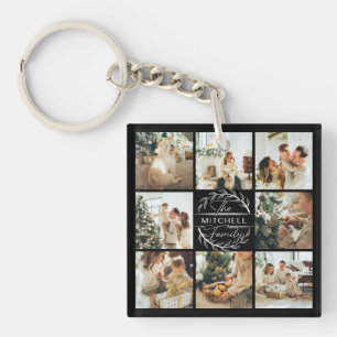 Porte-clés Collage de photos de famille monogramme Cadeau m