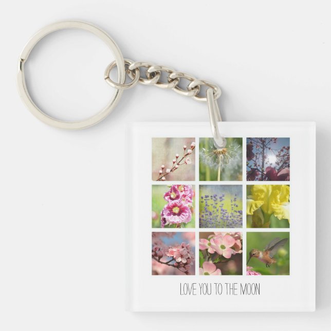 Porte-clés Collage de texte et de photos personnalisé (Devant)
