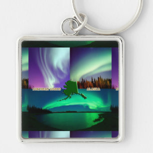 Porte-clés Collage des aurores boréales de l'Alaska