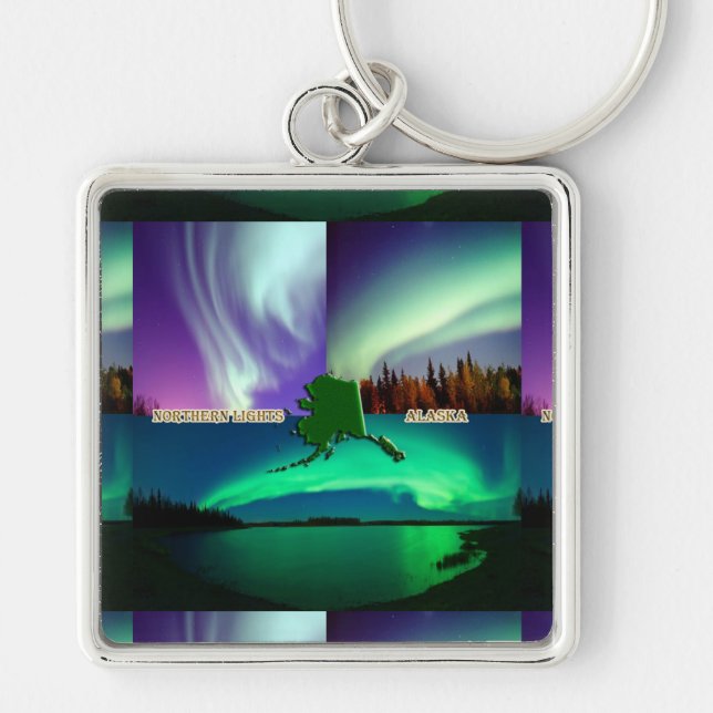 Porte-clés Collage des aurores boréales de l'Alaska (Devant)