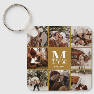 Porte-clés Collage photo de couple monogrammé   Cadeau Monogr