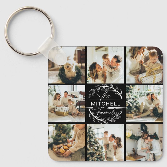 Porte-clés Collage photo de couple monogrammé | Cadeau monogr (Recto)